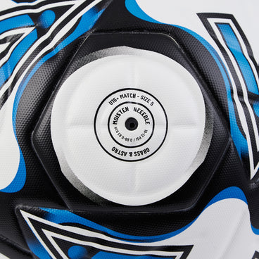 Back ¾ right view of the Mitre Delta One Football White and Black