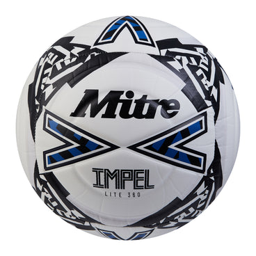 Front view of the Mitre Impel Lite 360 Football White and Black