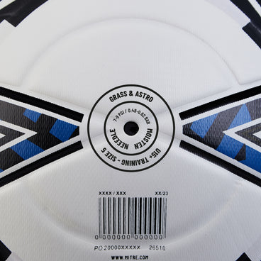 Back ¾ right view of the Mitre Impel Lite 360 Football White and Black
