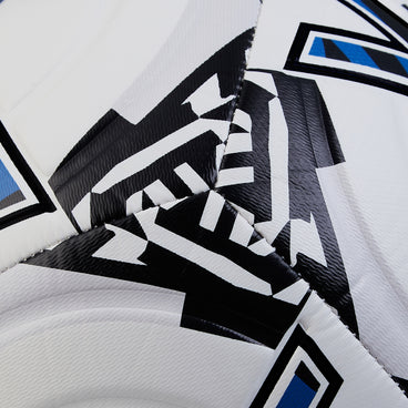 Back ¾ left view of the Mitre Impel Lite 290 Football White and Black