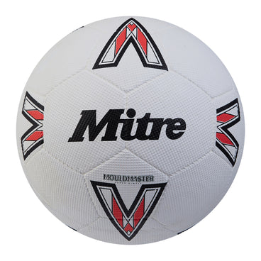 Front view of the Mitre Super Dimple Football White and Black