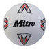 Front view of the Mitre Super Dimple Football White and Black