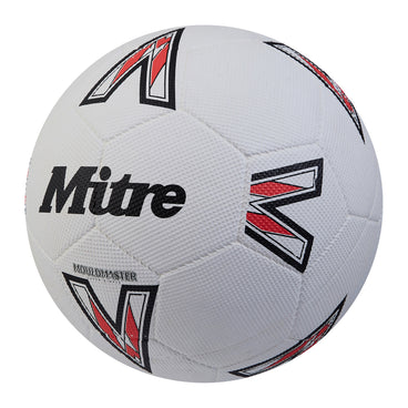 Front ¾ left view of the Mitre Super Dimple Football White and Black