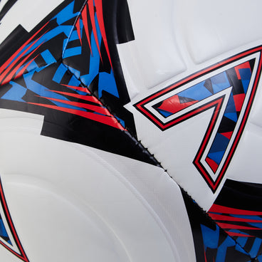 Back ¾ left view of the Mitre Impel Futsal Football White and Black