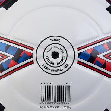 Back ¾ right view of the Mitre Impel Futsal Football White and Black