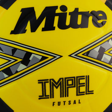 Back view of the Mitre Impel Futsal Football Yellow and Black