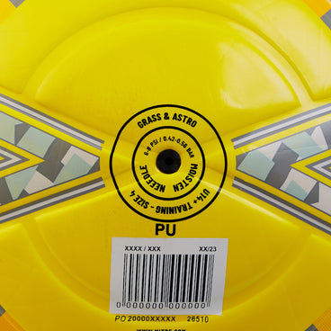 Back ¾ right view of the Mitre Impel Futsal Football Yellow and Black