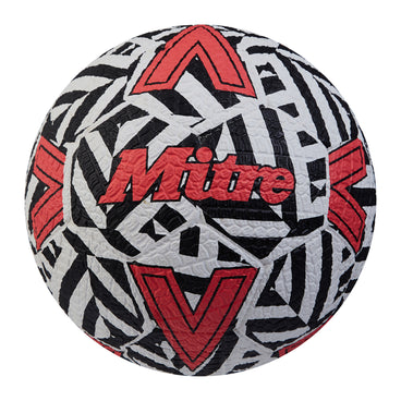 Front view of the Mitre Street Soccer Football White and Black