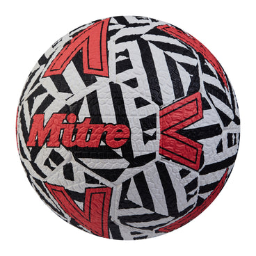 Front ¾ left view of the Mitre Street Soccer Football White and Black
