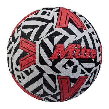 Front ¾ right view of the Mitre Street Soccer Football White and Black