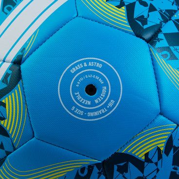 Back ¾ right view of the Mitre Calcio Football Blue and White