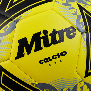 Back view of the Mitre Calcio Football Yellow and Black