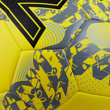 Back ¾ left view of the Mitre Calcio Football Yellow and Black
