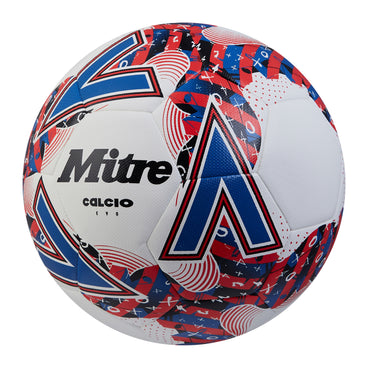 Front ¾ left view of the Mitre Calcio Evo Football White and Black