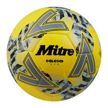 Front view of the Mitre Calcio Evo Football Yellow and Black