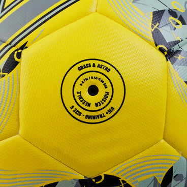 Back ¾ right view of the Mitre Calcio Evo Football Yellow and Black