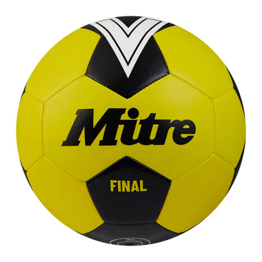 Front view of the Mitre Final Football Yellow and Black