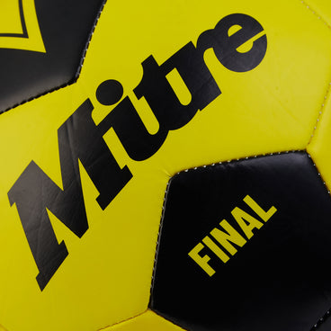 Back view of the Mitre Final Football Yellow and Black