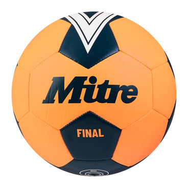 Front view of the Mitre Final Football Orange and Green