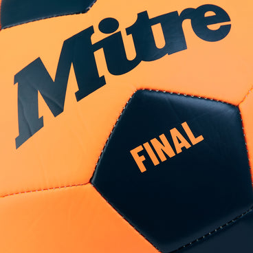 Back view of the Mitre Final Football Orange and Green