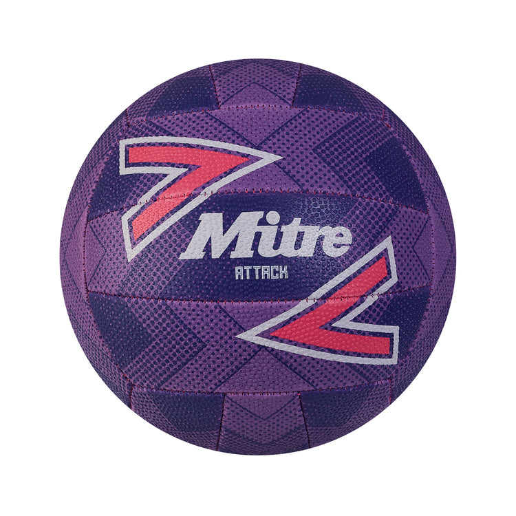 Front view of the Mitre Attack Netball Purple and Pink