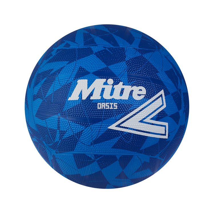 Front view of the Mitre Oasis Netball Blue and White