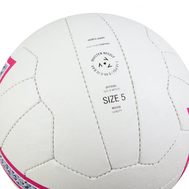 Back view of the Mitre Shooter Netball White, Pink and Purple