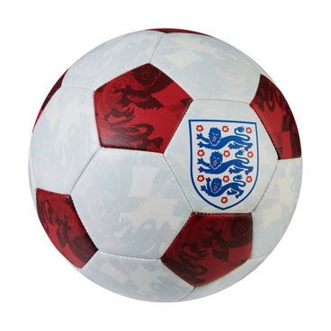 Front ¾ right view of the Mitre England Mini FB Football White and Red