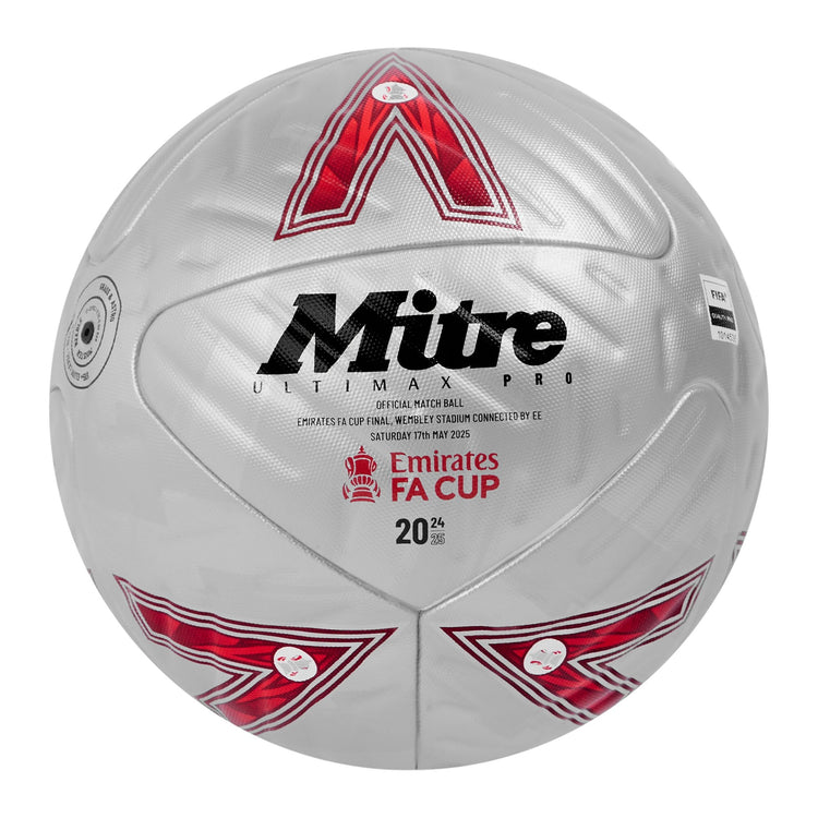 Front view of the Mitre Emirates FA Cup Final Ultimax Pro Football Yellow, Navy and Blue