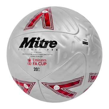 Front ¾ left view of the Mitre Emirates FA Cup Final Ultimax Pro Football Yellow, Navy and Blue