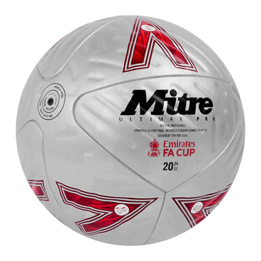 Front ¾ right view of the  Emirates FA Cup Final Ultimax Pro Football Yellow, Navy and Blue