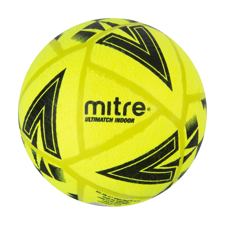 Front view of the Mitre Ultimatch Indoor Football Yellow and Black