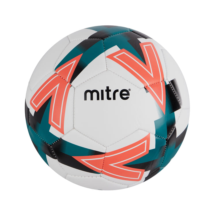 Front view of the Mitre Personalised Football White and Green