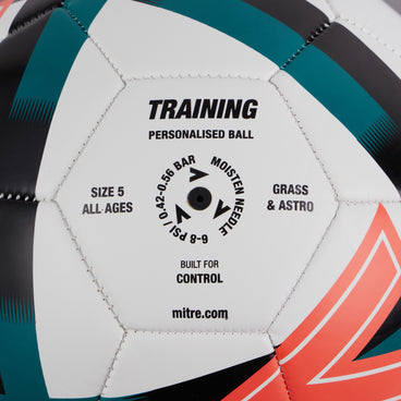 Back view of the Mitre Personalised Football White and Green