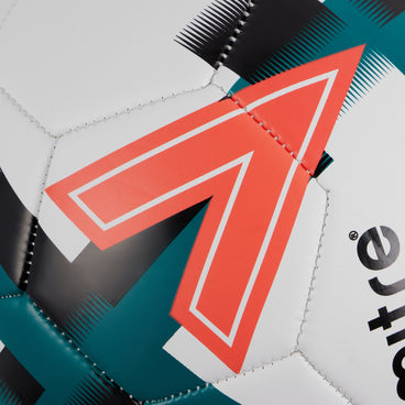 Back ¾ left view of the Mitre Personalised Football White and Green