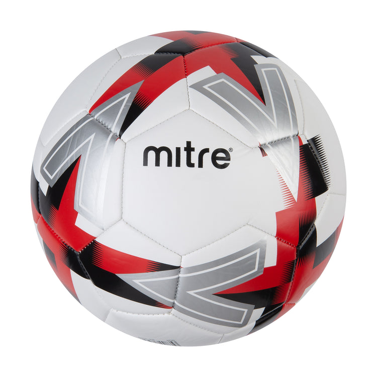 Front view of the Mitre Personalised Football White and Red