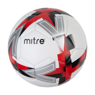 Front ¾ left view of the Mitre Personalised Football White and Red