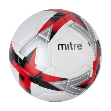 Front ¾ right view of the Mitre Personalised Football White and Red