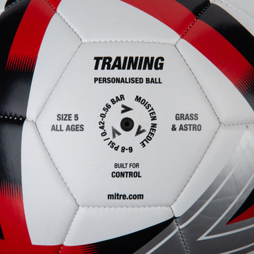 Back view of the Mitre Personalised Football White and Red