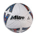 Front ¾ left view of the Mitre Ultimax Pro LE Football White, Red and Blue