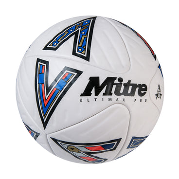Back view of the Mitre Ultimax Pro LE Football White, Red and Blue