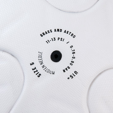 Back ¾ right view of the Mitre Ultimax Pro LE Football White, Red and Blue