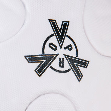 Left side view of the Mitre Ultimax Pro LE Football White, Red and Blue