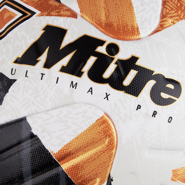 Back view of the Mitre Ultimax Pro Football White, Gold and Black