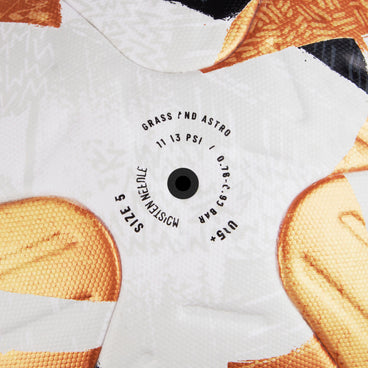 Back ¾ right view of the Mitre Ultimax Pro Football White, Gold and Black