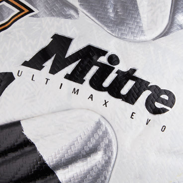 Back view of the Mitre Ultimax Evo Football White, Silver and Black