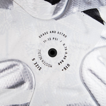 Back ¾ right view of the Mitre Ultimax Evo Football White, Silver and Black