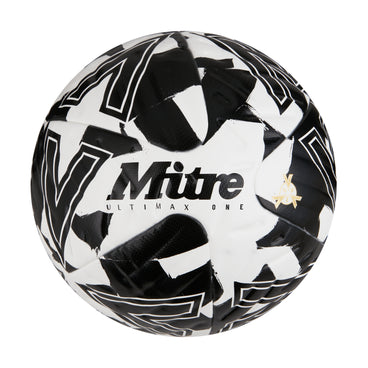 Front view of the Mitre Ultimax One Football White and Black