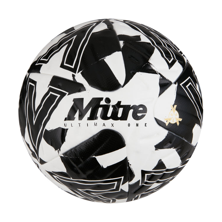 Front view of the Mitre Ultimax One Football White and Black