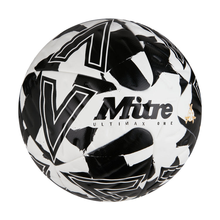 Front ¾ right view of the Mitre Ultimax One Football White and Black